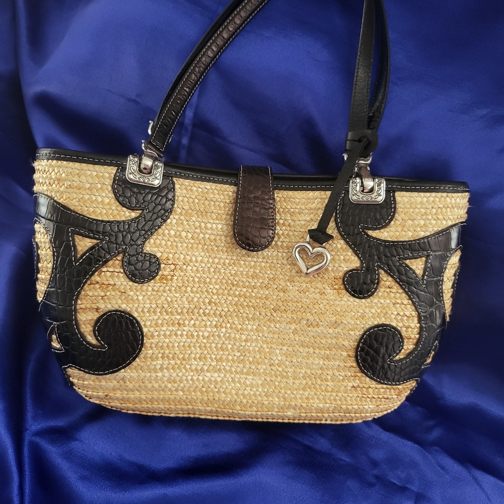 Brighton Collection Black and Tan Wicker Shoulder Bag - Picture 4 of 8